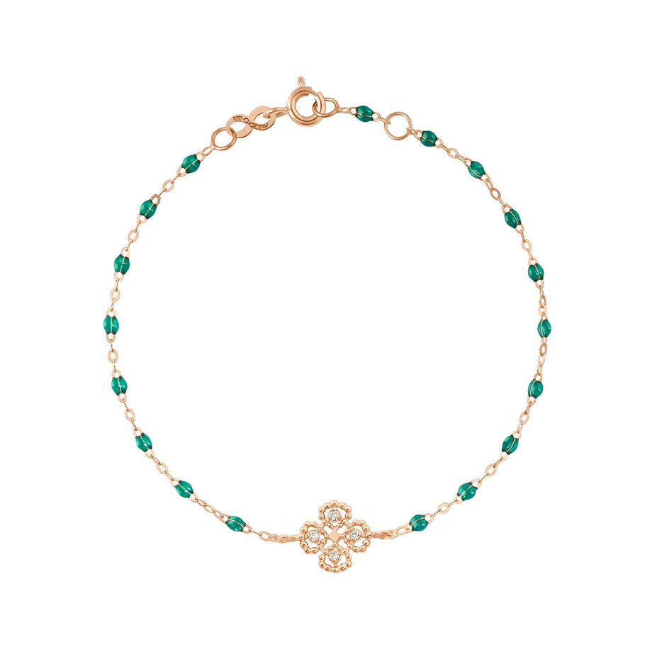 Gigi Clozeau - Bracelet émeraude Lucky Trèfle, diamants, or rose, 17 cm