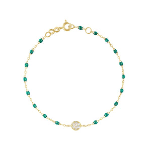 Gigi Clozeau - Bracelet émeraude Puce diamants, or jaune, 17 cm