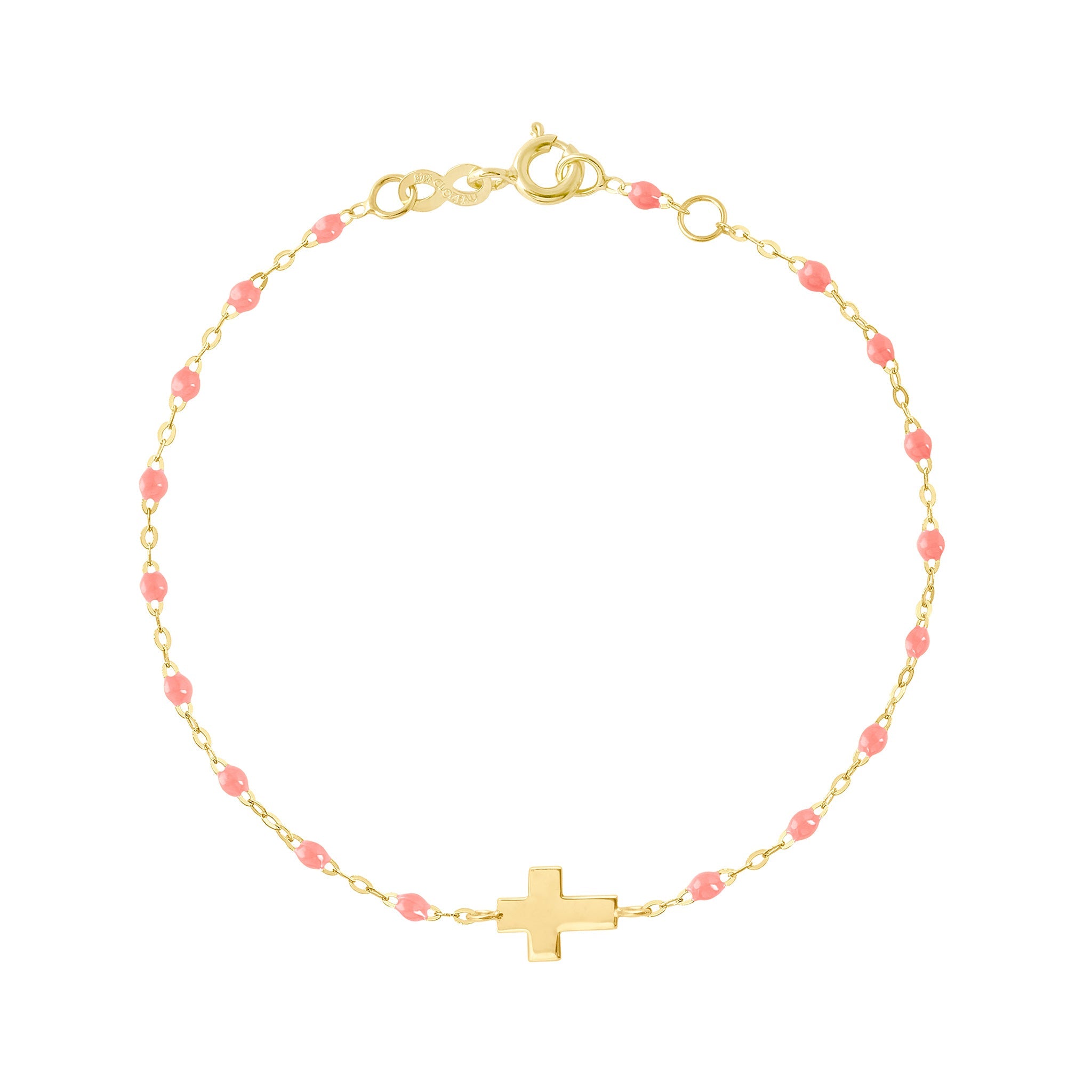 Gigi Clozeau - Bracelet enfant fuchsia Croix, or jaune, 15 cm