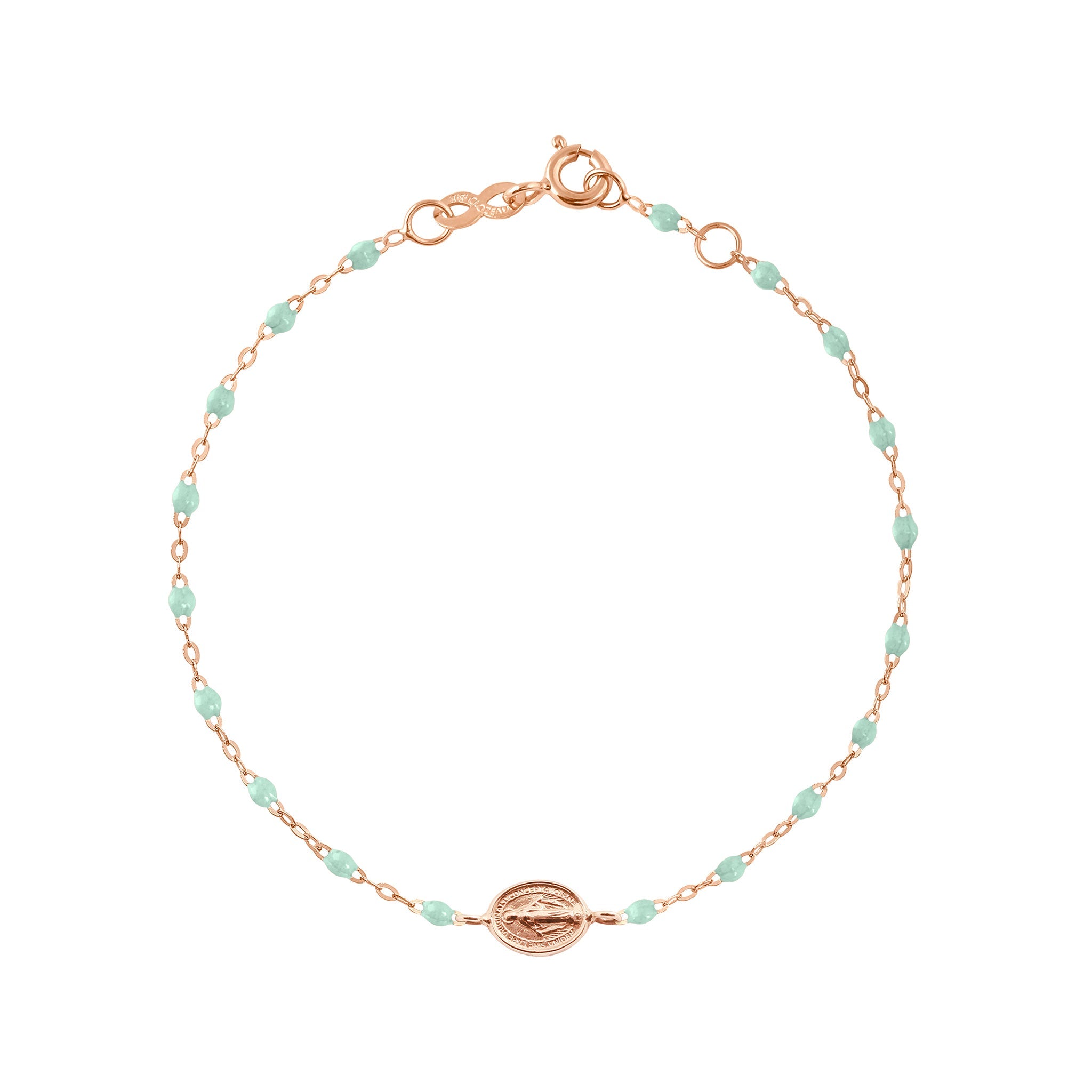 Gigi Clozeau - Bracelet enfant jade Madone or rose, 15 cm