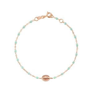 Gigi Clozeau - Bracelet enfant jade Madone or rose, 15 cm