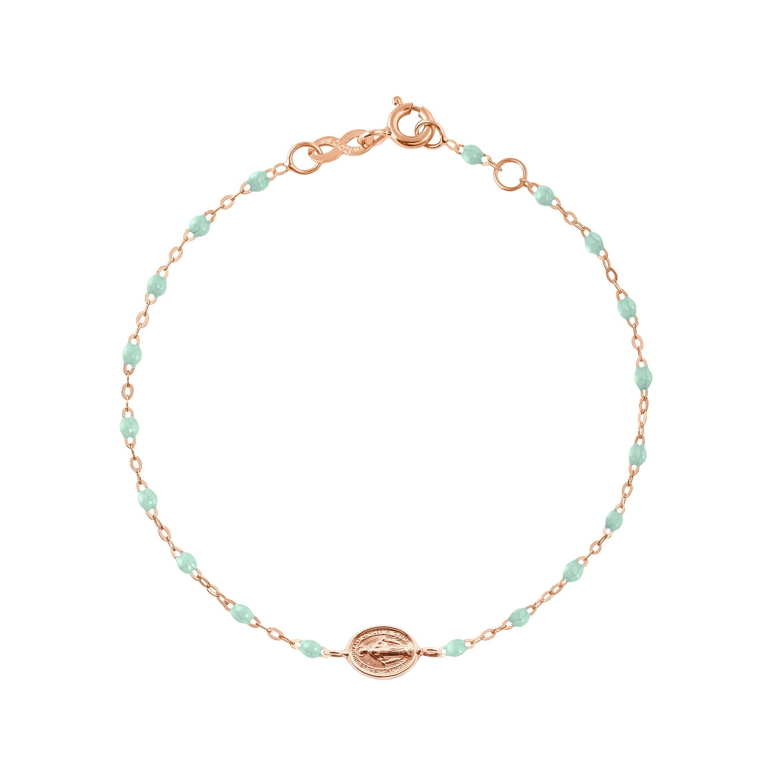 Gigi Clozeau - Bracelet enfant jade Madone or rose, 15 cm