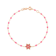 Gigi Clozeau - Bracelet Etoile Star résine rose fluo, diamant, or rose, 17 cm