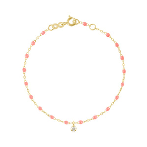 Gigi Clozeau - Bracelet fuchsia Gigi Suprême, or jaune, 1 diamant, 17 cm