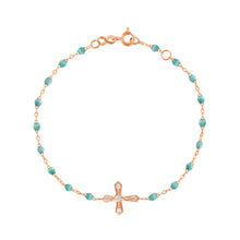 Gigi Clozeau - Bracelet glacier croix vintage diamants, or rose, 17 cm