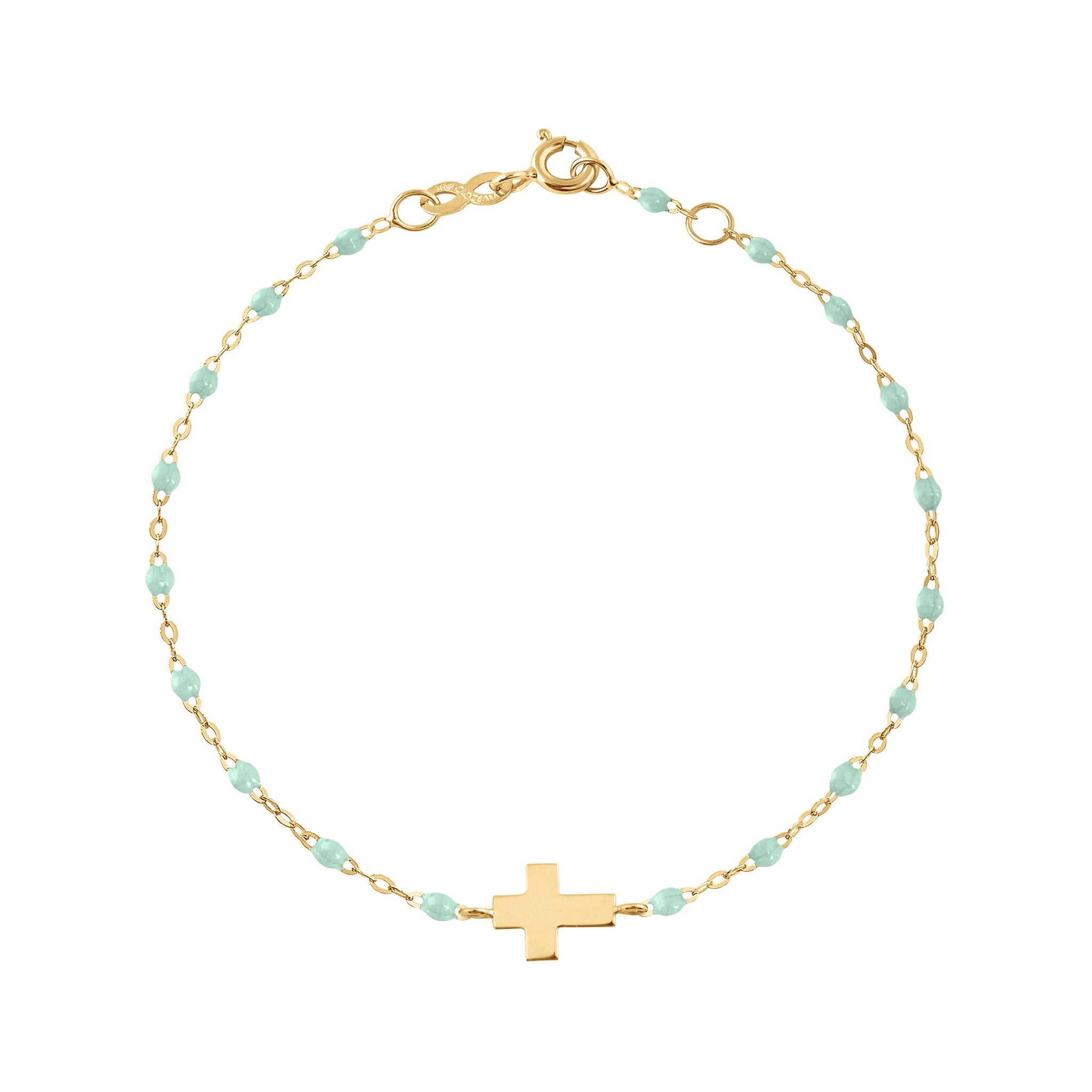 Gigi Clozeau - Bracelet jade Croix, or jaune, 17cm