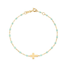 Gigi Clozeau - Bracelet jade Croix, or jaune, 17cm