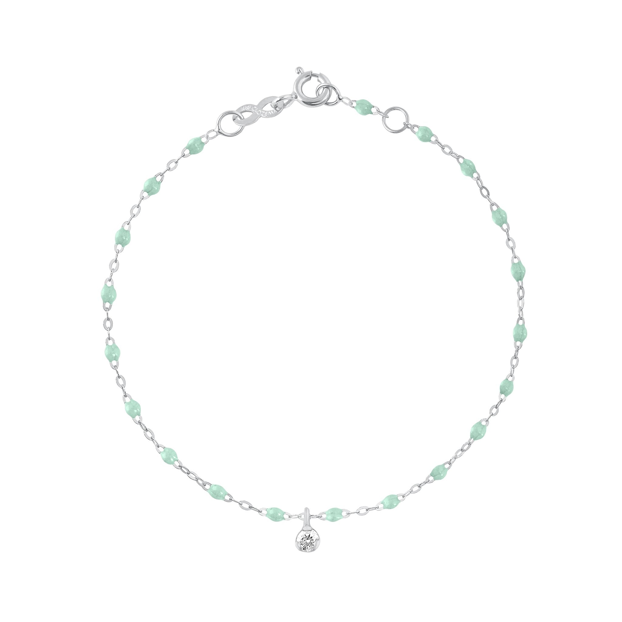 Gigi Clozeau - Bracelet jade Gigi Suprême, or blanc, 1 diamant, 17 cm