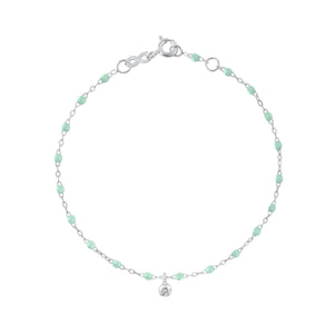 Gigi Clozeau - Bracelet jade Gigi Suprême, or blanc, 1 diamant, 17 cm