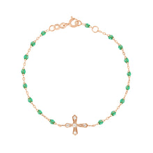 Gigi Clozeau - Bracelet menthe Croix Vintage diamants, or rose, 17 cm