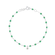 Gigi Clozeau - Bracelet menthe Gigi Suprême, or blanc, 1 diamant, 17 cm
