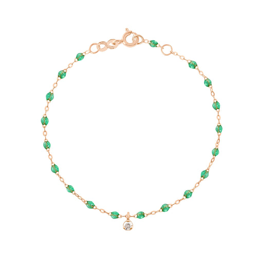 Gigi Clozeau - Bracelet menthe Gigi Suprême, or rose, 1 diamant, 17 cm