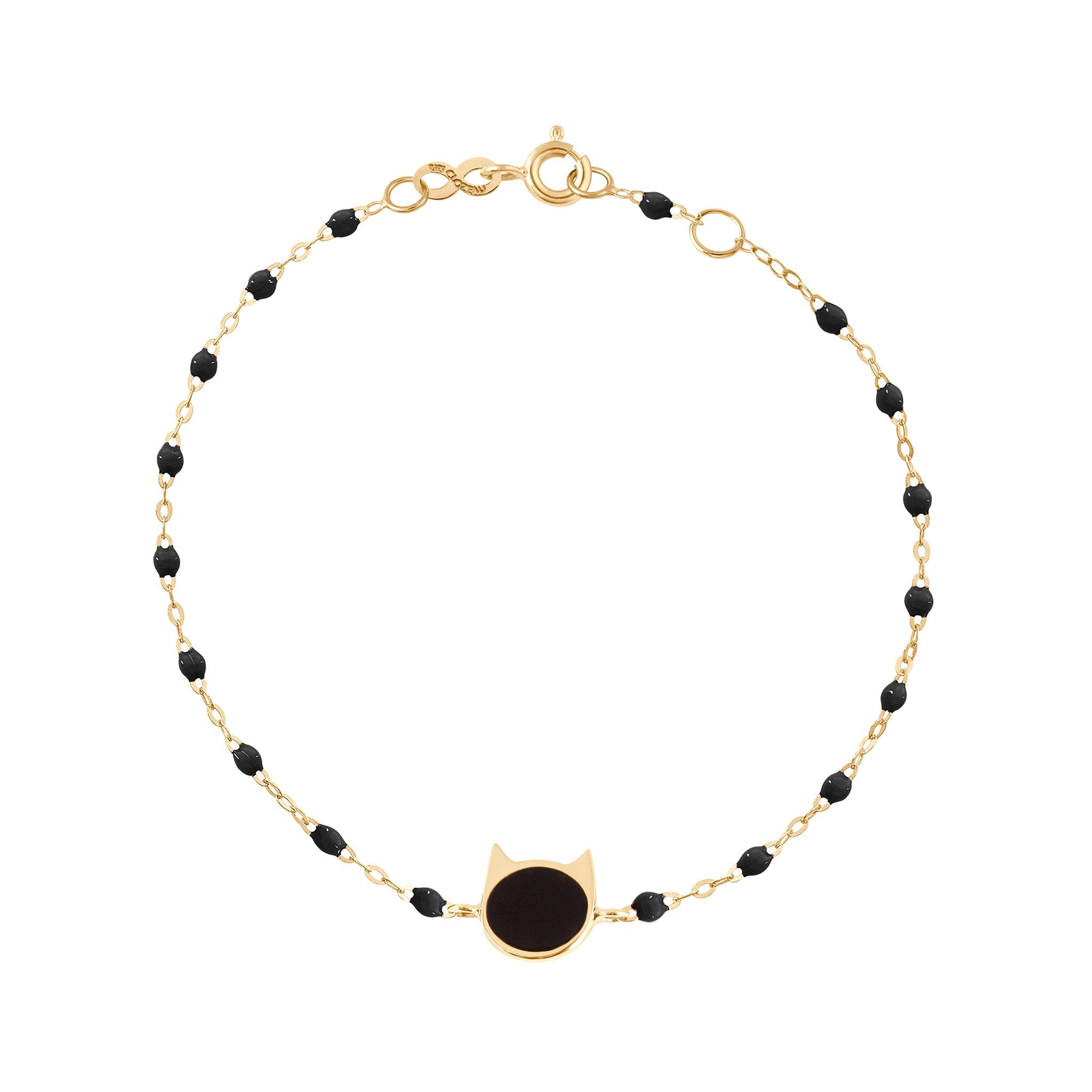 Gigi Clozeau - Bracelet noir Chat or jaune, 17 cm