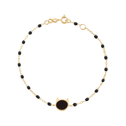 Gigi Clozeau - Bracelet noir Chat or jaune, 17 cm