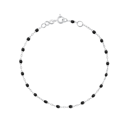 Gigi Clozeau - Bracelet noir Classique Gigi, or blanc, 17 cm