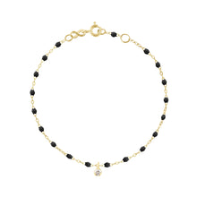 Gigi Clozeau - Bracelet noir Gigi Suprême, or jaune, 1 diamant, 17 cm