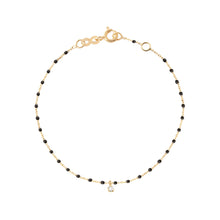 Gigi Clozeau - Bracelet noir Mini Gigi, or jaune, 1 diamant, 17 cm