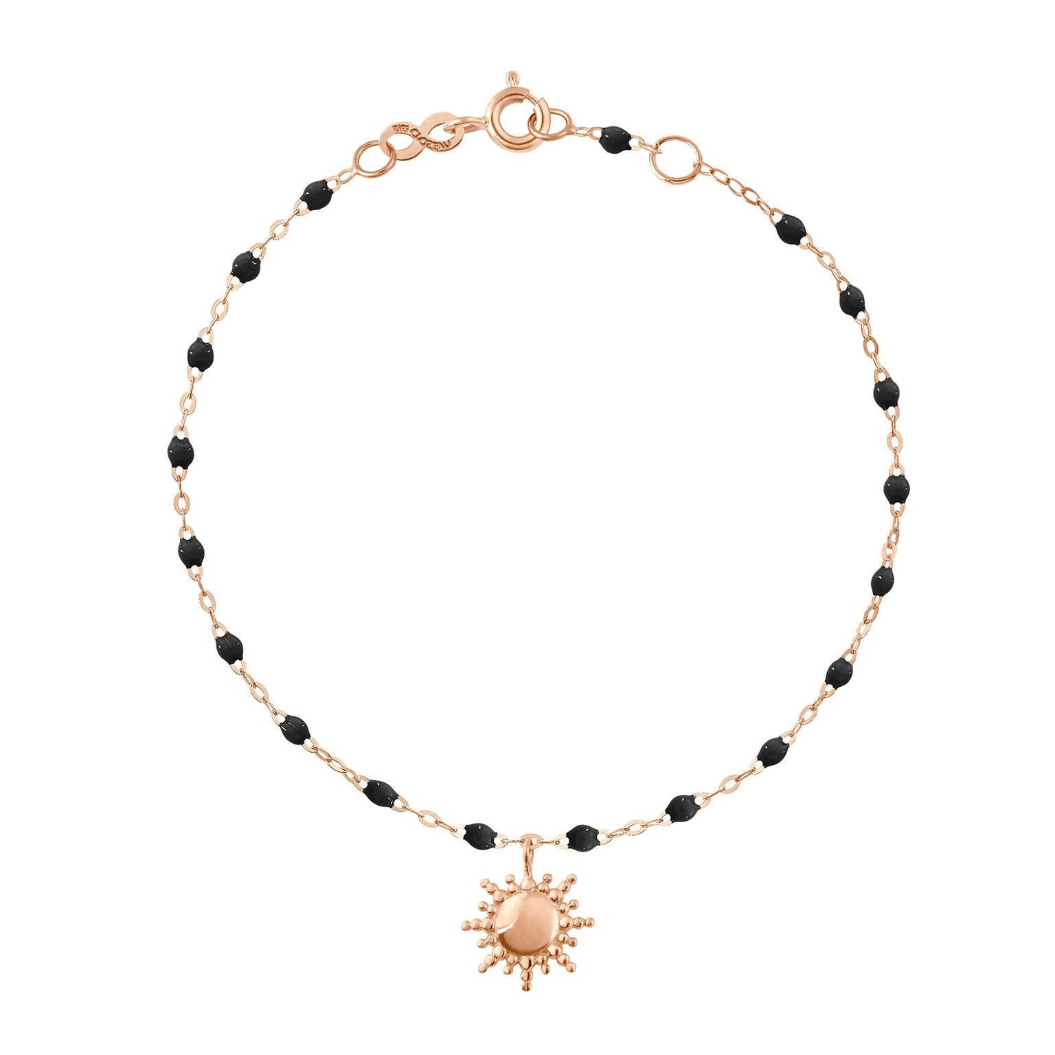 Gigi Clozeau - Bracelet noir Soleil, or rose, 17 cm