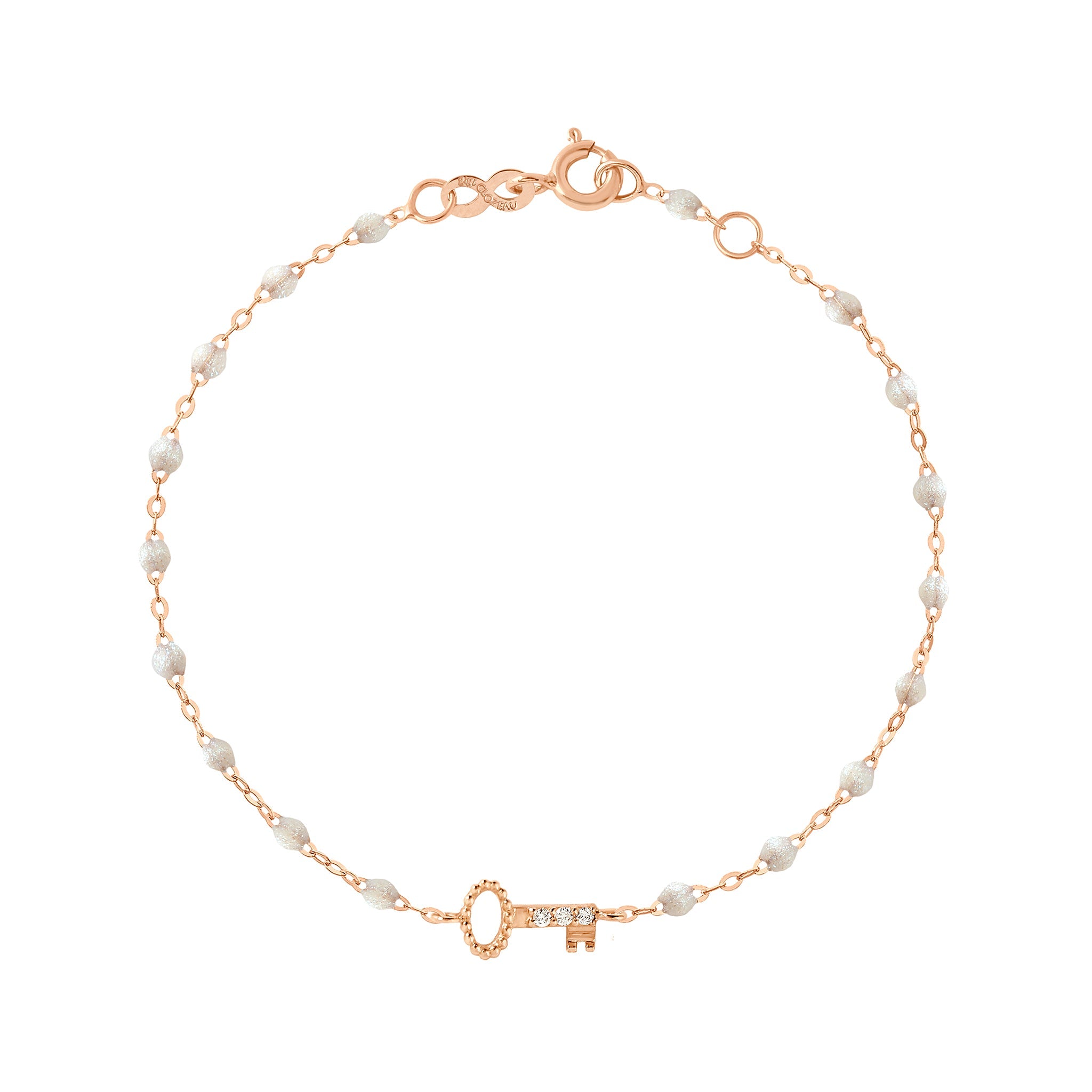 Gigi Clozeau - Bracelet opale Clé diamants, or rose, 17 cm