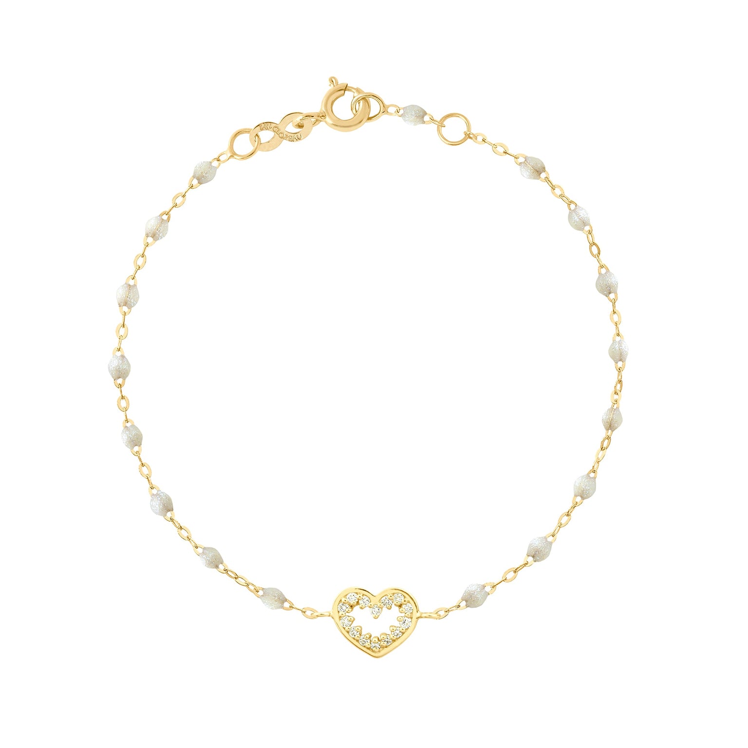 Gigi Clozeau - Bracelet opale Cœur Suprême, diamants, or jaune, 17 cm