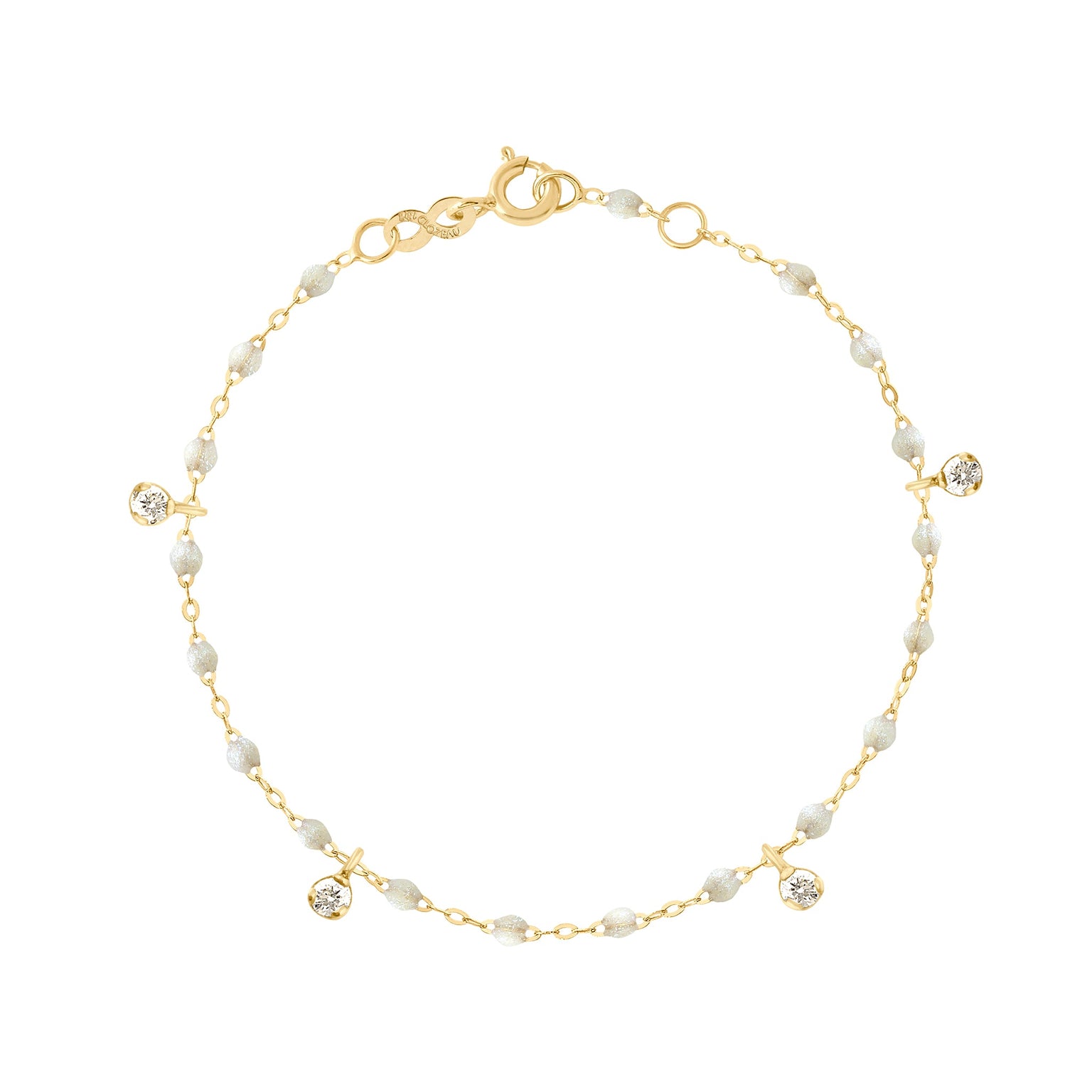 Gigi Clozeau - Bracelet opale Gigi Suprême, or jaune, 4 diamants, 17 cm