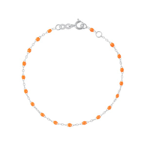 Gigi Clozeau - Bracelet orange fluo Classique Gigi, or blanc, 19 cm