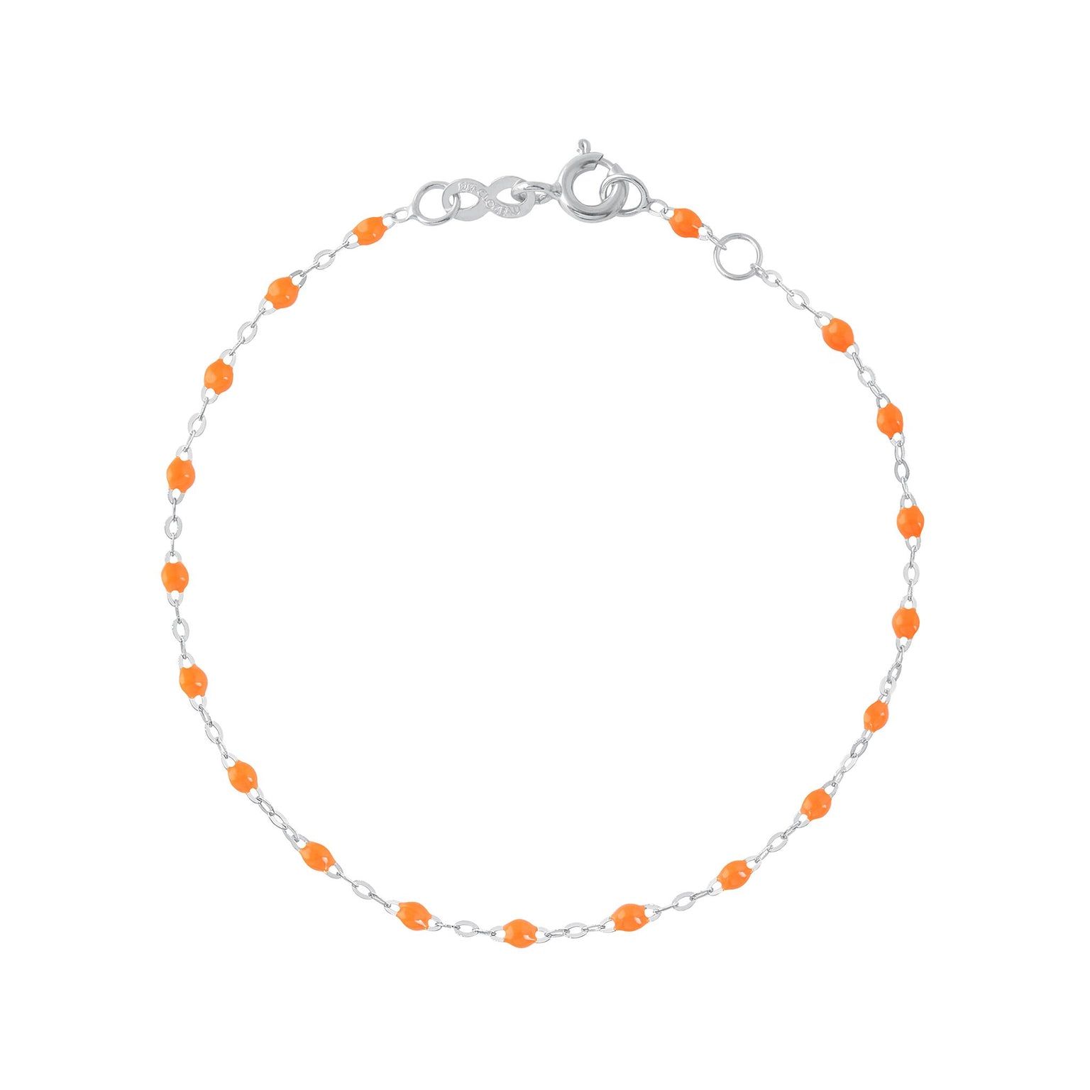 Gigi Clozeau - Bracelet orange fluo Classique Gigi, or blanc, 15 cm