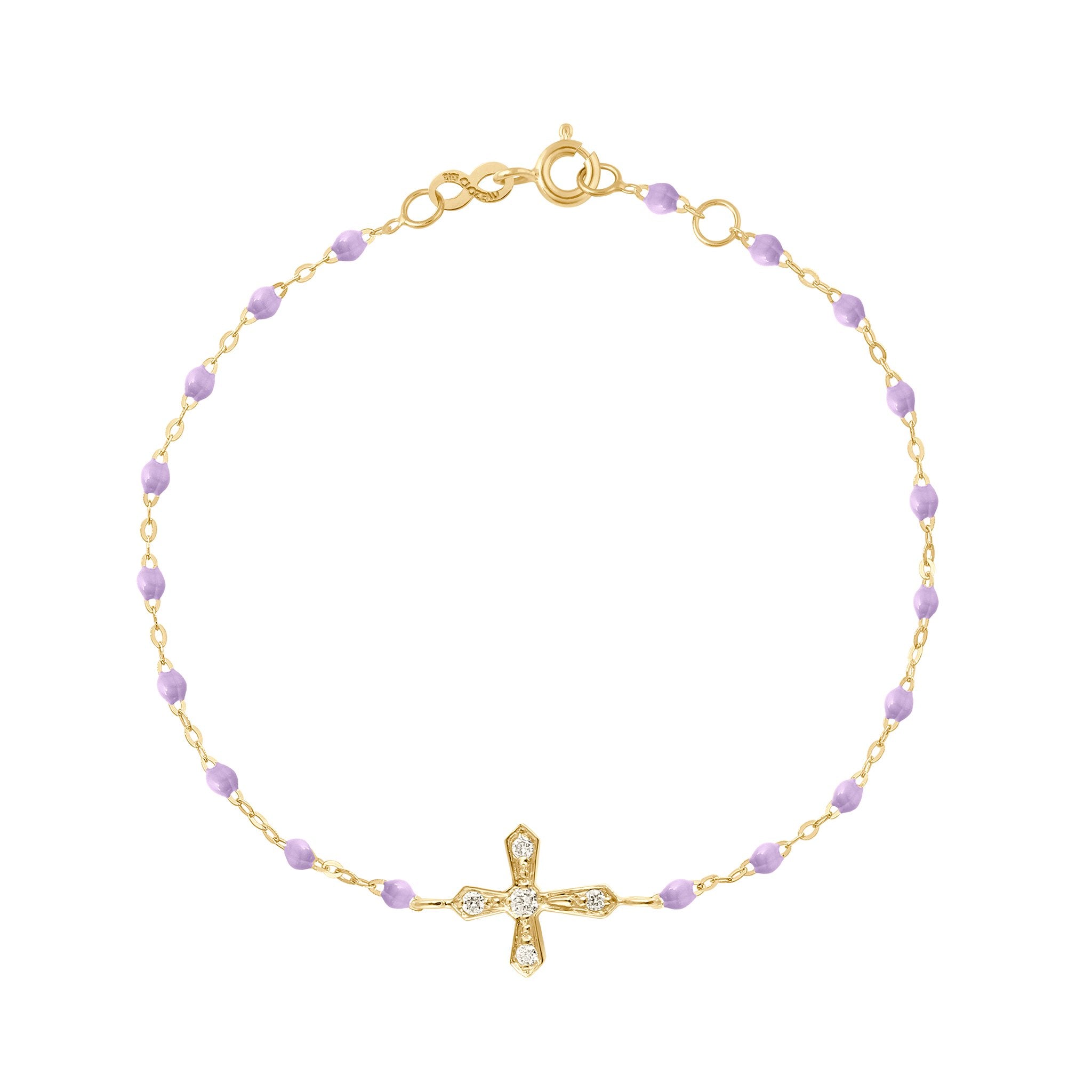 Gigi Clozeau - Bracelet parme croix vintage diamants, or jaune, 17 cm