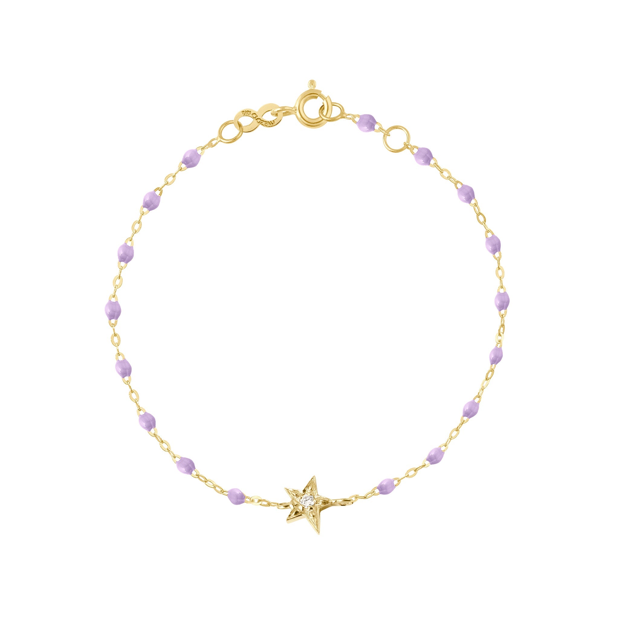Gigi Clozeau - Bracelet parme Etoile diamant, or jaune, 17 cm