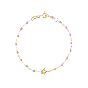 Gigi Clozeau - Bracelet parme Etoile diamant, or jaune, 17 cm