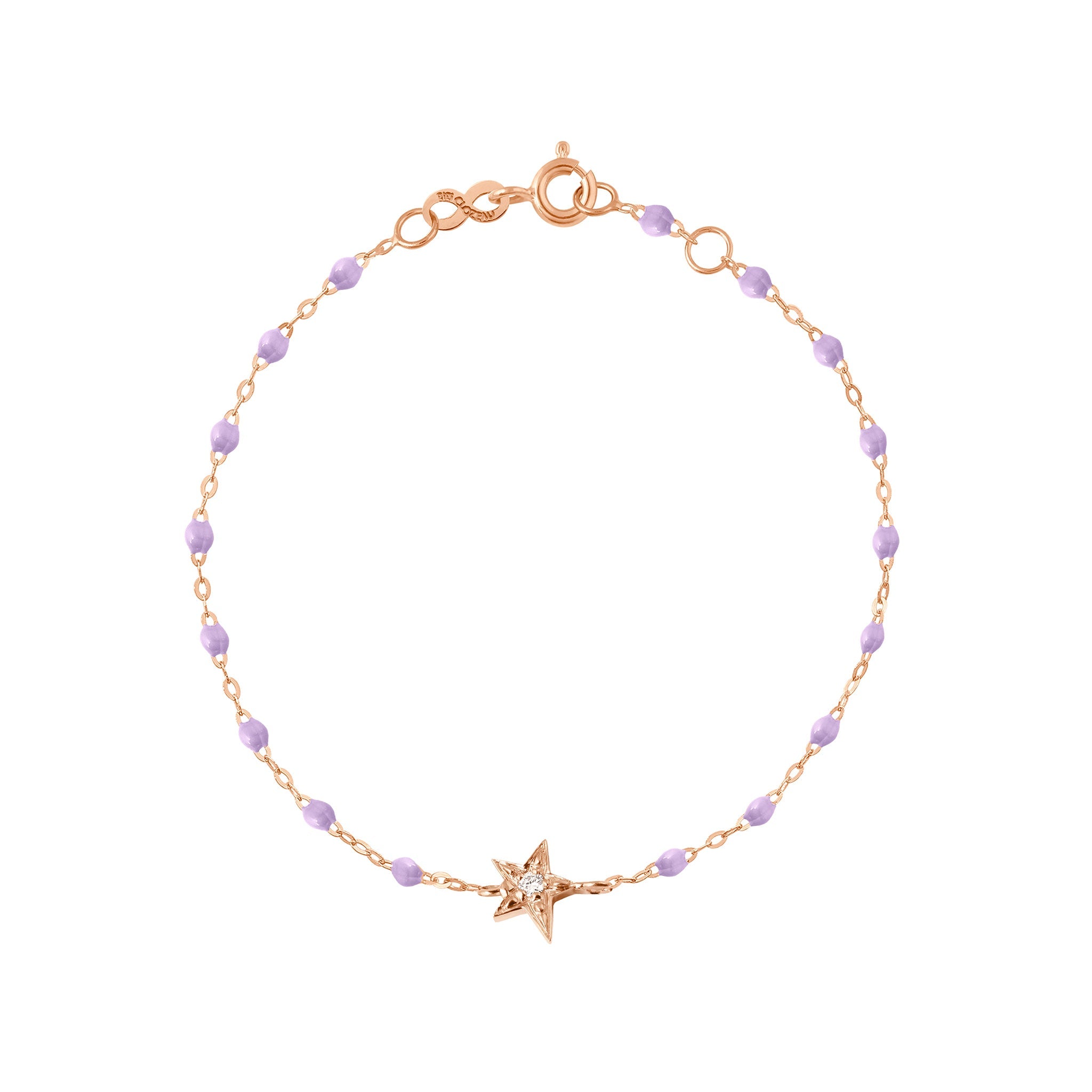 Gigi Clozeau - Bracelet parme Etoile diamant, or rose, 17 cm