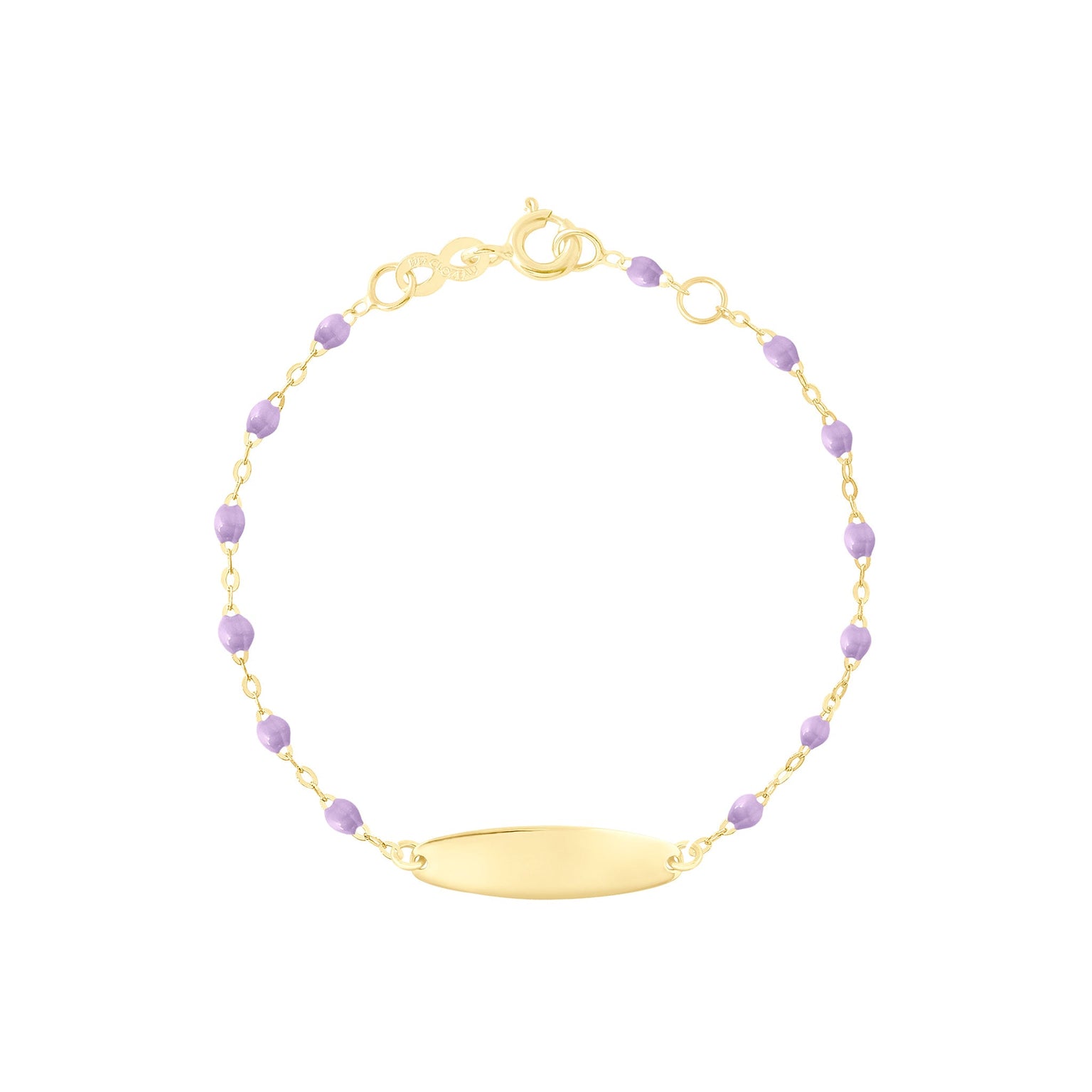 Gigi Clozeau - Bracelet parme Little Gigi, plaque ovale, or jaune, 13 cm