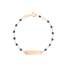 Gigi Clozeau - Bracelet prusse Little Gigi, plaque rectangle, or rose, 15 cm