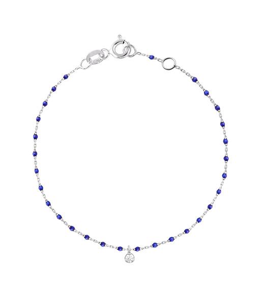 Gigi Clozeau - Bracelet prusse Mini Gigi, or blanc, 1 diamant, 17 cm