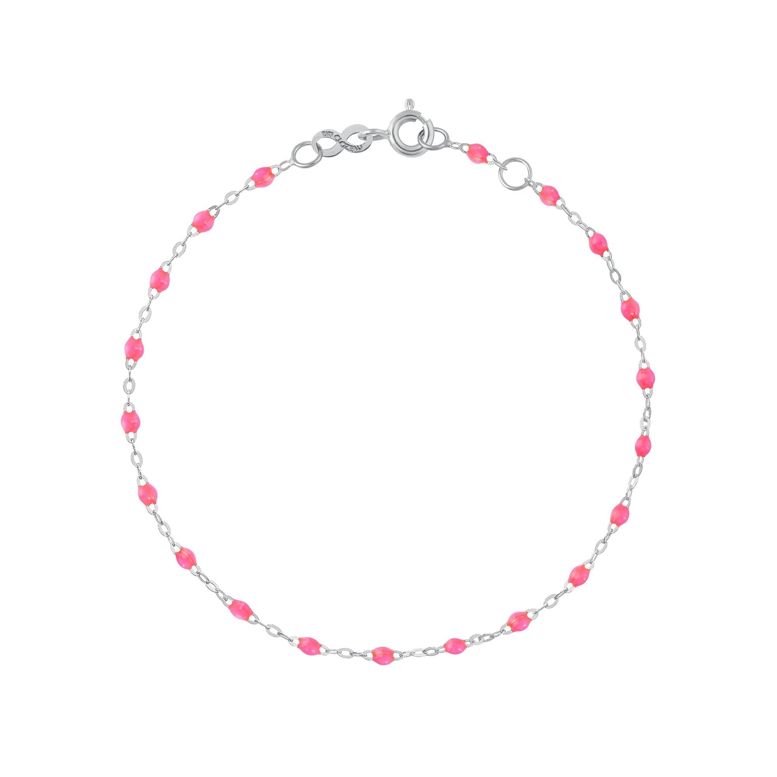 Gigi Clozeau - Bracelet rose fluo Classique Gigi, or blanc, 19 cm