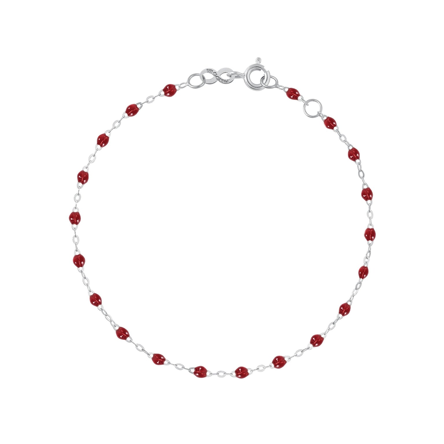 Gigi Clozeau - Bracelet rouge Classique Gigi, or blanc, 19 cm