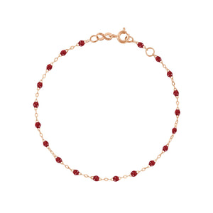Gigi Clozeau - Bracelet rouge Classique Gigi, or rose, 17 cm