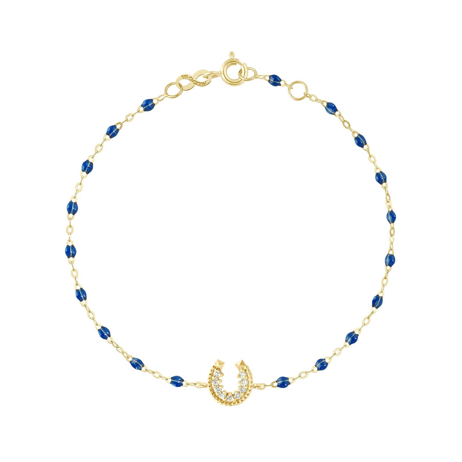 Gigi Clozeau - Bracelet saphir Fer à cheval, diamants, or jaune, 17 cm