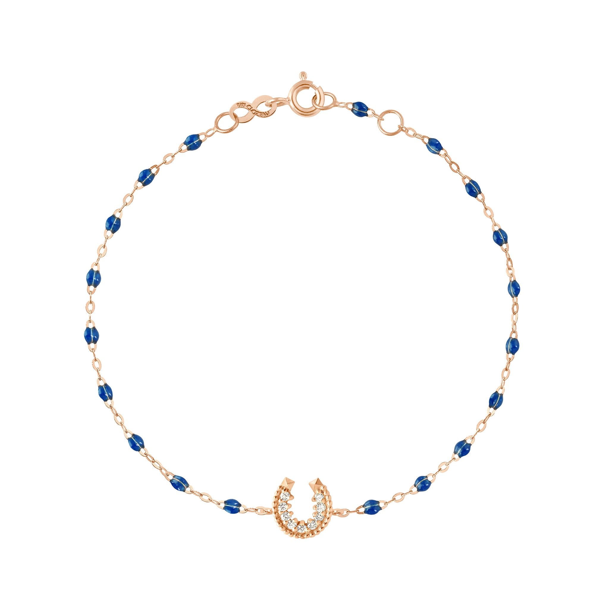 Gigi Clozeau - Bracelet saphir Fer à cheval, diamants, or rose, 17 cm