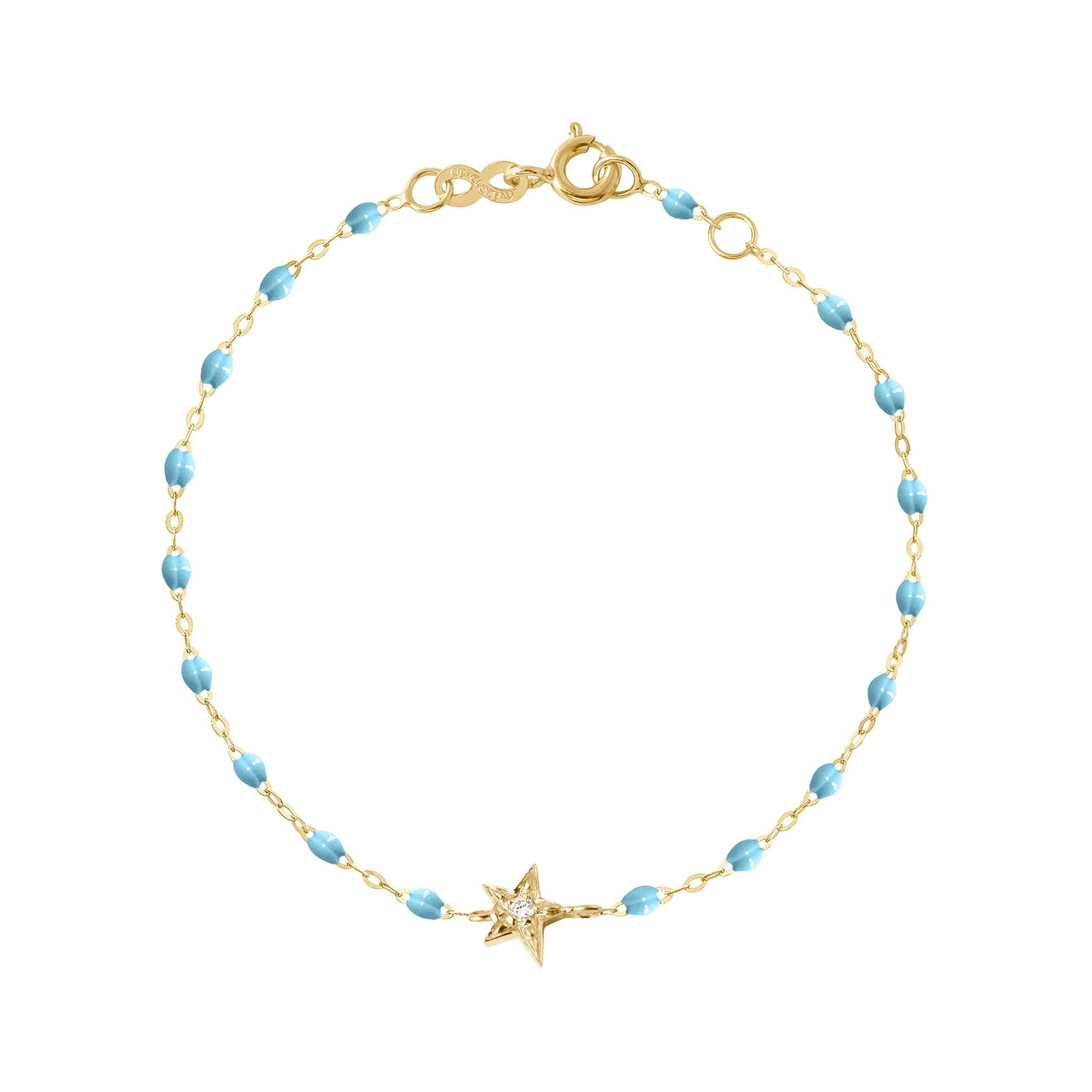 Gigi Clozeau - Bracelet turquoise Etoile diamant, or jaune, 17 cm