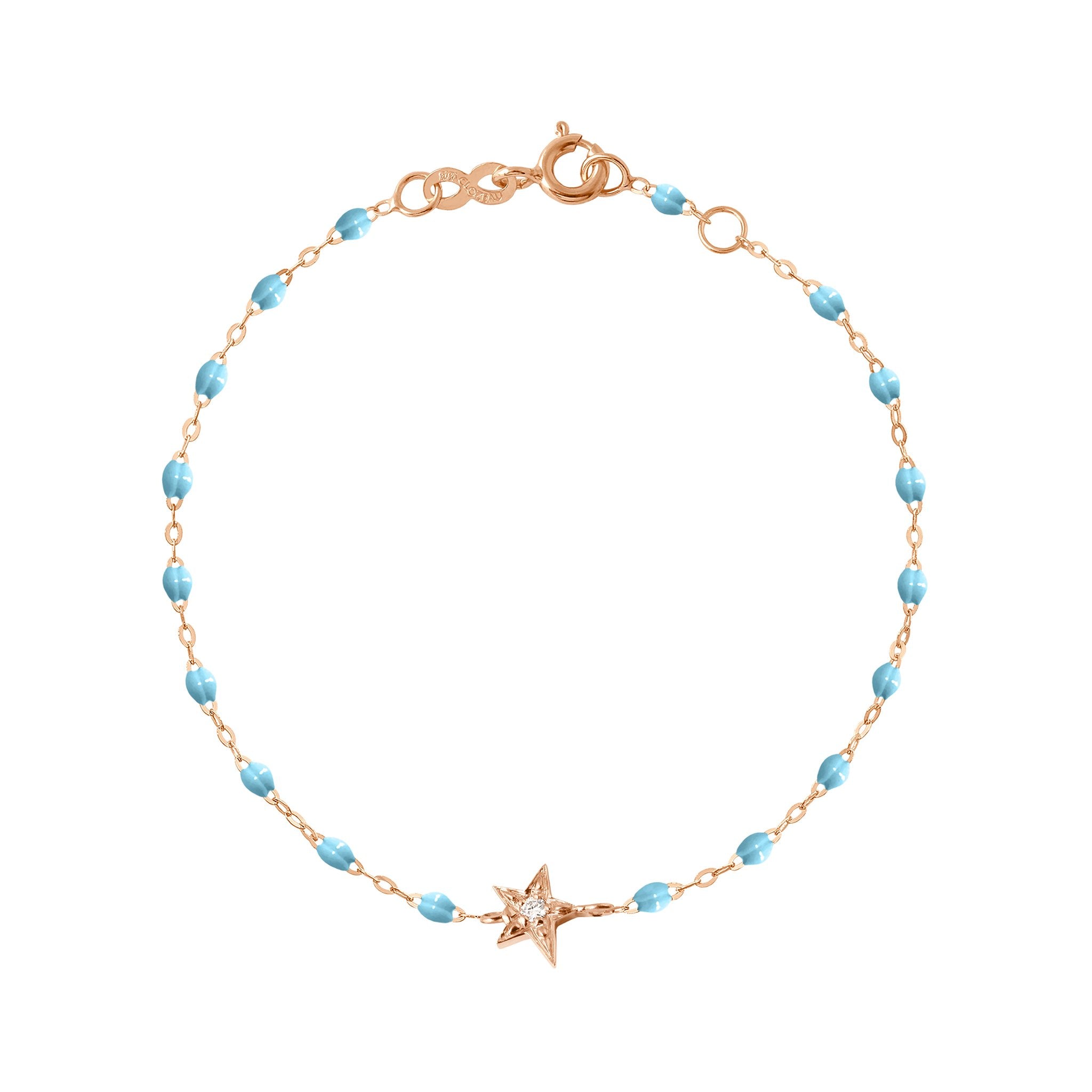 Gigi Clozeau - Bracelet turquoise Etoile diamant, or rose, 17 cm
