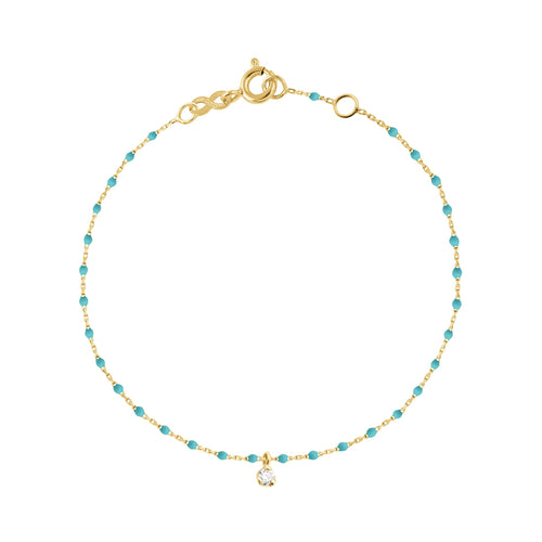Gigi Clozeau - Bracelet turquoise vert Mini Gigi, or jaune, 1 diamant, 17 cm