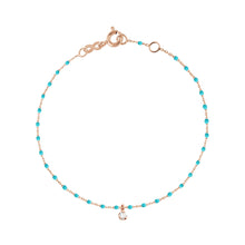 Gigi Clozeau - Bracelet turquoise vert Mini Gigi, or rose, 1 diamant, 17 cm