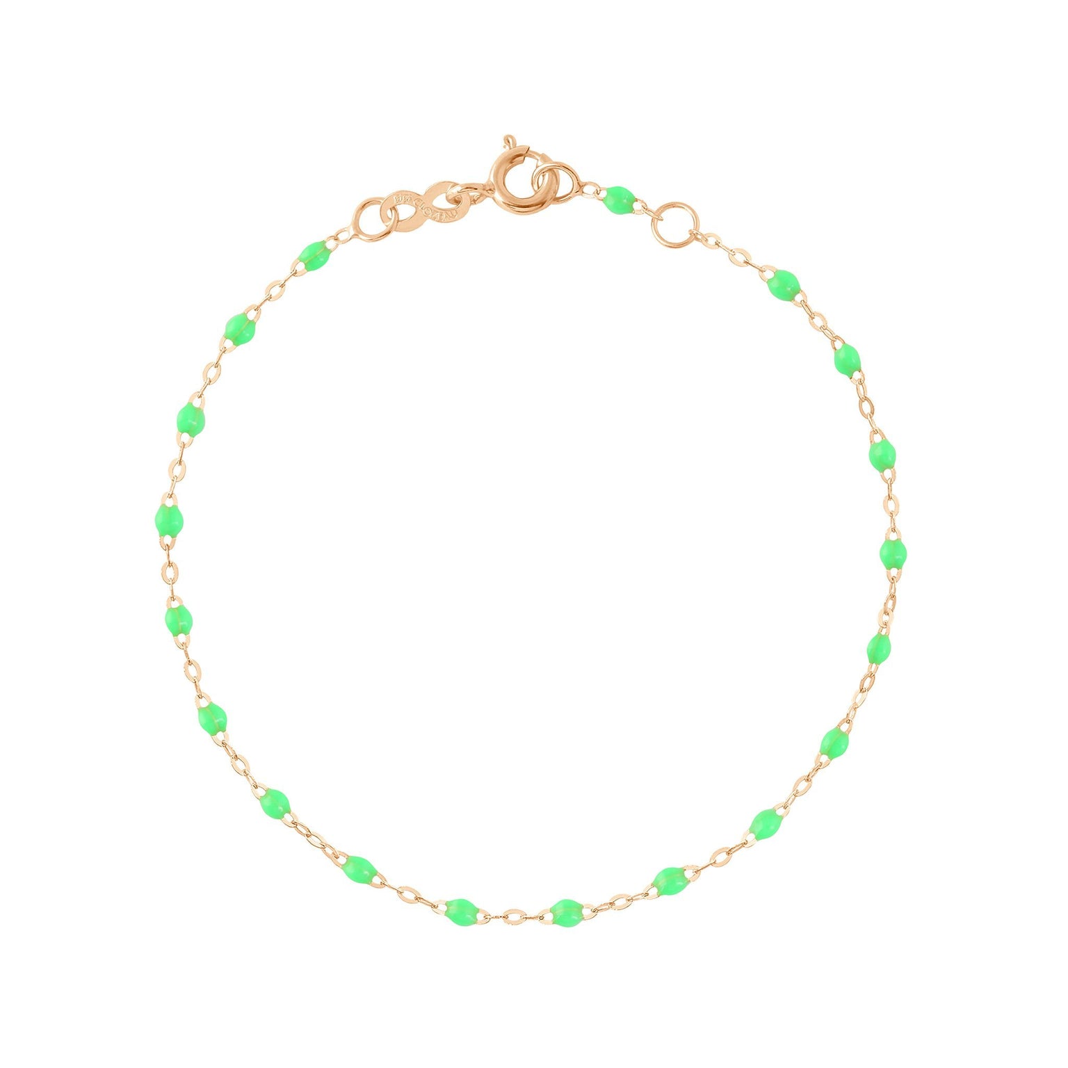 Gigi Clozeau - Bracelet vert fluo Classique Gigi, or rose, 15 cm