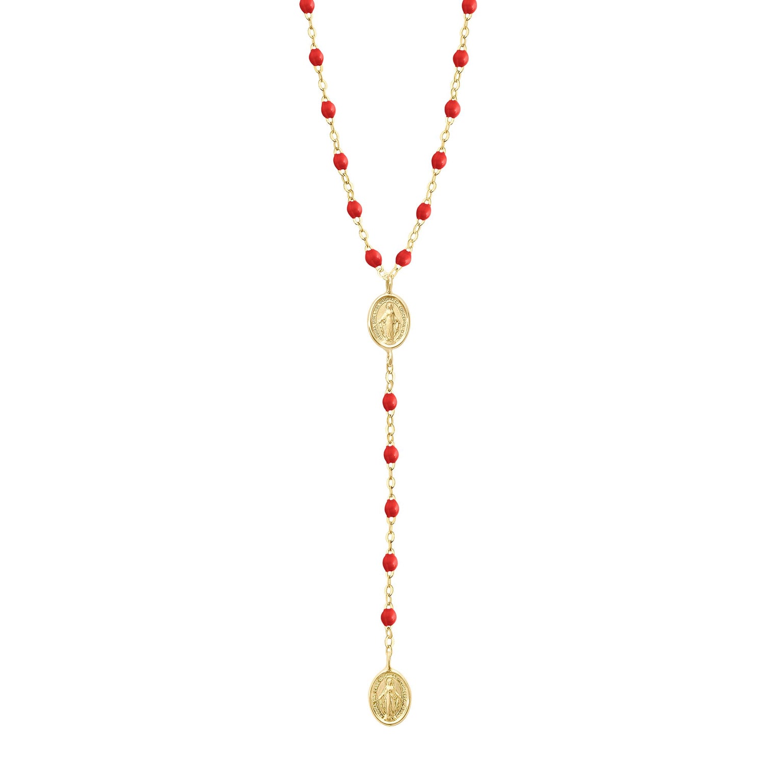 Gigi Clozeau - Chapelet Madone coquelicot, or jaune, 42 cm
