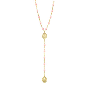 Gigi Clozeau - Chapelet Madone rose bébé, or jaune, 42 cm