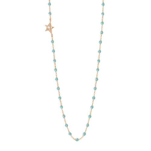 Gigi Clozeau - Collier aqua Etoile, diamant, or rose, 42 cm