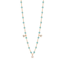 Gigi Clozeau - Collier aqua Gigi Suprême, or rose, 3 diamants, 45 cm