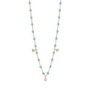 Gigi Clozeau - Collier aqua Gigi Suprême, or rose, 3 diamants, 45 cm