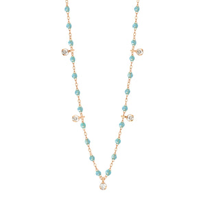 Gigi Clozeau - Collier aqua Gigi Suprême, or rose, 5 diamants, 45 cm